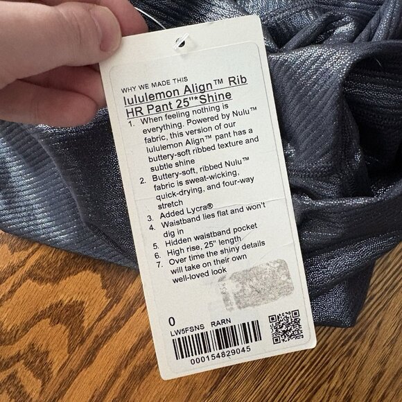 Lululemon 0 Radiate Foil Black Night Align High-Rise Ribbed Pant 25” Shine NWT - Picture 14 of 14